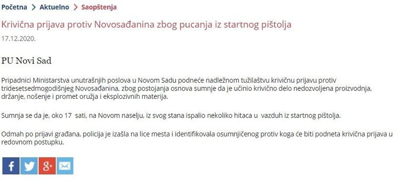 Serbia-avmp/Krivicna-prijava-protiv-Novosadanina-zbog-pucanja-iz-startnog-pistolja
