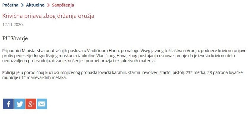Serbia-avmp/Krivicna-prijava-zbog-drzanja-oruzja