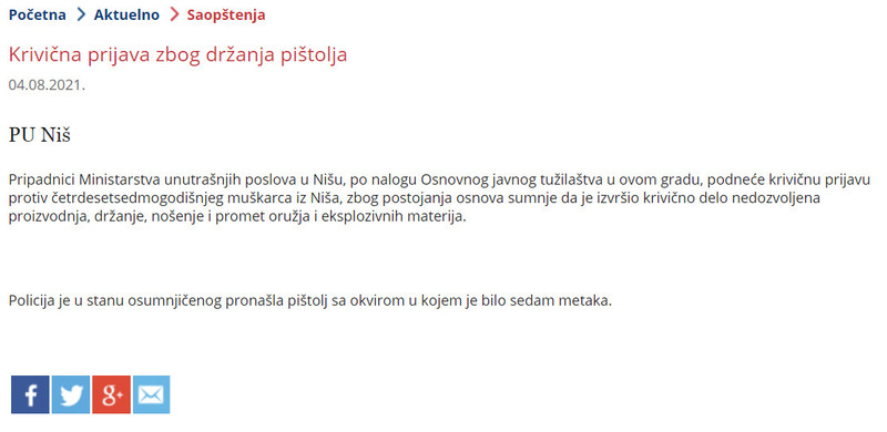 Serbia-avmp/Krivicna-prijava-zbog-drzanja-pistolja