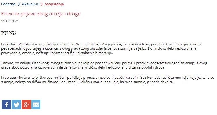 Serbia-avmp/Krivicne-prijave-zbog-oruzja-i-droge
