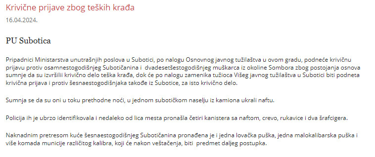 Serbia-avmp/Krivicne-prijave-zbog-teskih-kradja