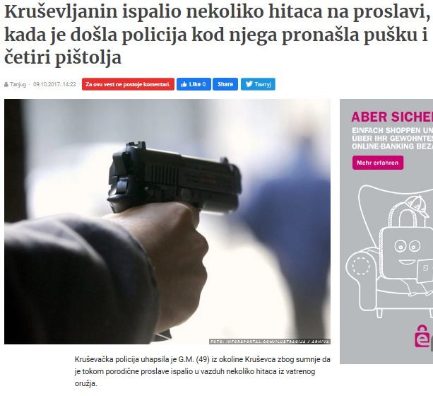 Serbia-avmp/Krusevljanin-ispalio-nekoliko-hitaca-na-proslavi-kada-je-dosla-policija-kod-nj_1