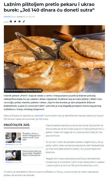 Serbia-avmp/Laznim-pistoljem-pretio-pekaru-i-ukrao-burek-Jos-140-dinara-cu-doneti-sutra_