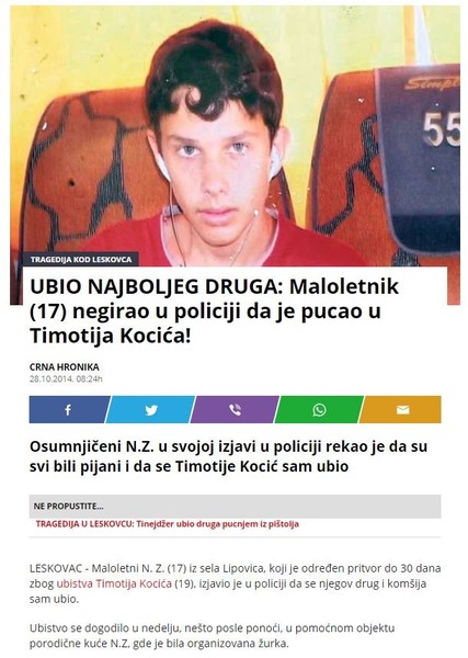 Serbia-avmp/Maloletnik-17-negirao-u-policiji-da-je-pucao-u-Timotija-Kocica