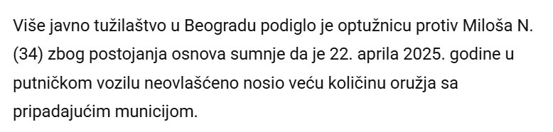 Serbia-avmp/Milos-Nilovic-Runjo-optuzen-za-nosenje-poluautomatskih-pistolja-i-revolvera-krio-ih-u-_skodi_---Blic