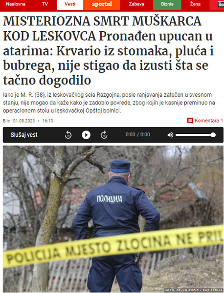 Serbia-avmp/Misteriozna-smrt-muskarca-kod-Leskovca_-Pronaden-upucan-u-atarima-nije-stigao