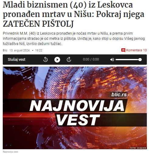 Serbia-avmp/Mladi-biznismen-40-iz-Leskovca-pronaden-mrtav_-Pokraj-njega-zatecen-pistolj---