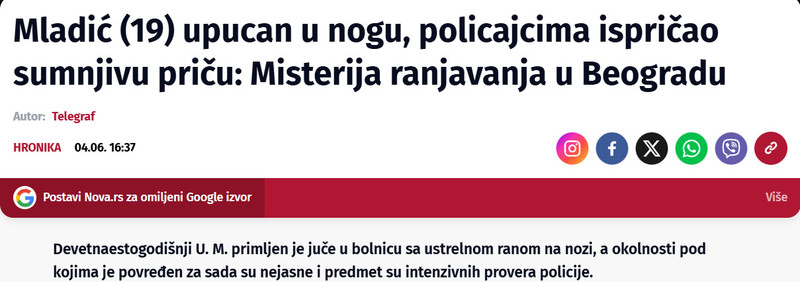 Serbia-avmp/Mladic-19-upucan-u-nogu-policajcima-ispricao-sumnjivu-pricu-Misterija-ranjavanja-u-Beograd_1