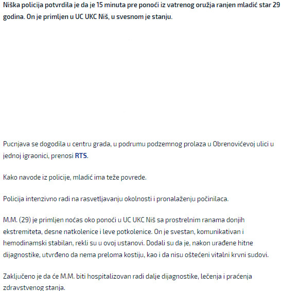 Serbia-avmp/Mladic-ranjen-u-pucnjavi-u-centru-Nisa