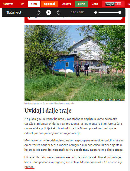 Serbia-avmp/Muskarac-pretio-da-ce-se-razneti-bombom1