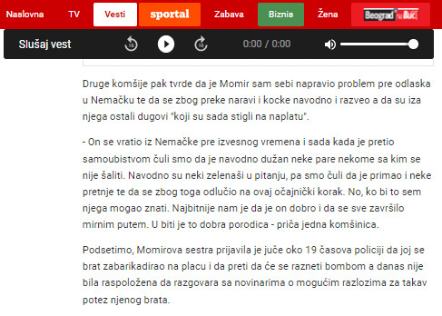 Serbia-avmp/Muskarac-pretio-da-ce-se-razneti-bombom2