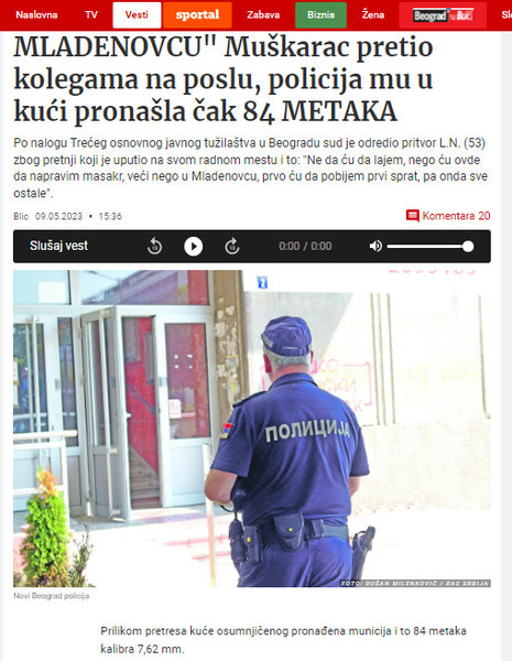 Serbia-avmp/Muskarac-pretio-kolegama-na-poslu