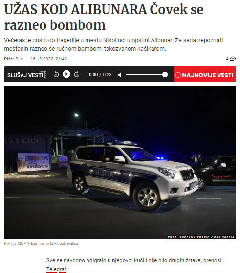 Serbia-avmp/Muskarac-se-razneo-bombom