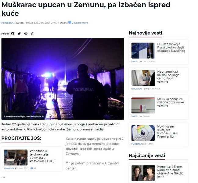 Serbia-avmp/Muskarac-upucan-u-nogu-u-Zemunu