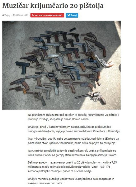 Serbia-avmp/Muzicar-krijumcario-20-pistolja