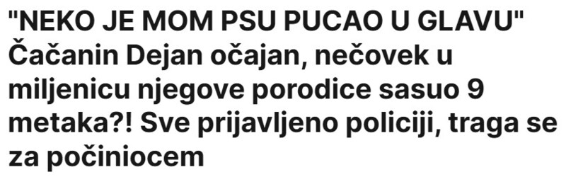 Serbia-avmp/NEKO-JE-MOM-PSU-PUCAO-U-GLAVU-Cacanin-Dejan-ocajan-necovek-u-miljenicu-njegove-porodice-sasuo-9-metaka-Sve-prijavljeno-policiji-traga-se-za-pociniocem