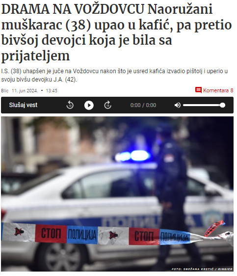 Serbia-avmp/Naoruzani-muskarac-upao-u-kafic-pa-pretio-bivsoj-devojci