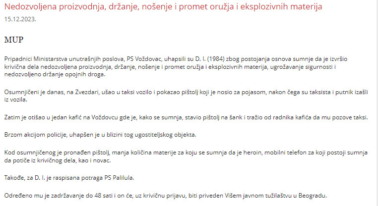 Serbia-avmp/Nedozvolena-proizvodnja-drzanje-nosenje-i-promet-oruzja-i-eksplozivnih-materi_4