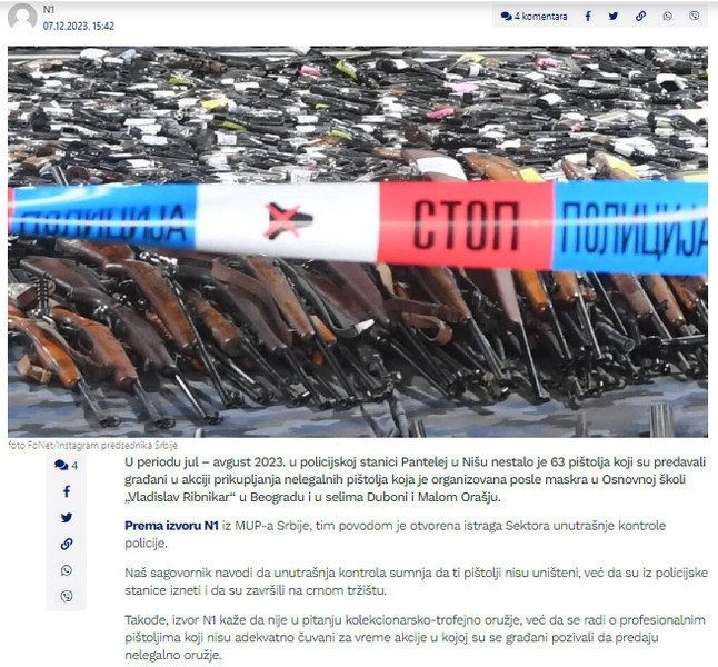 Serbia-avmp/Nestali-pistolji-koje-su-predali-gradjani