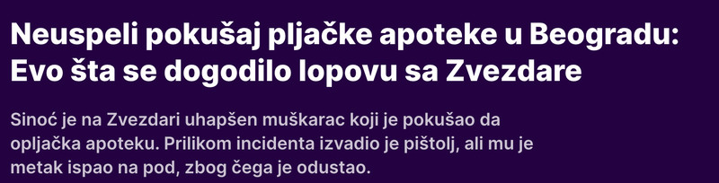 Serbia-avmp/Neuspeli-pokusaj-pljacke-apoteke-na-Zvezdari-_-Mondo