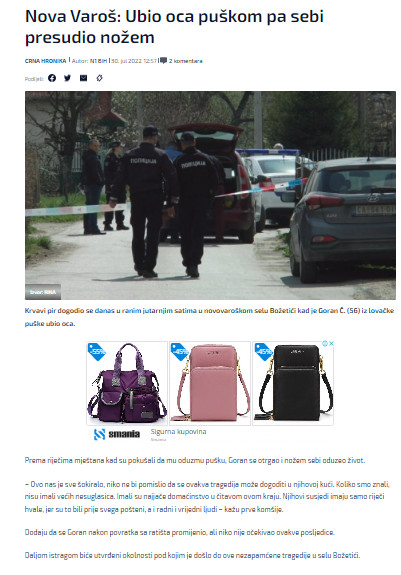 Serbia-avmp/Nova-Varos_-Ubio-oca-puskom-pa-sebi-presudio-nozem---N1