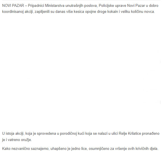 Serbia-avmp/Novi-Pazar-Pronadjen-kokain-i-veca-kolicina-novca