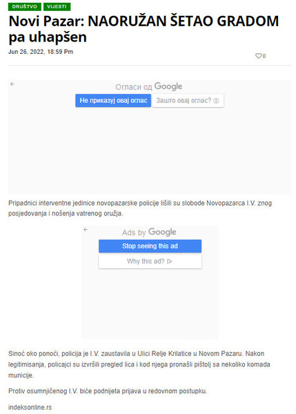 Serbia-avmp/Novi-Pazar_-NAORUZAN-SETAO-GRADOM-pa-uhapsen