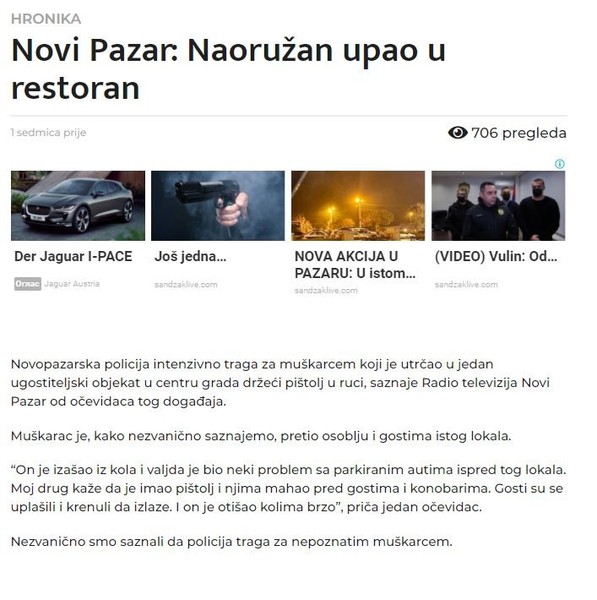 Serbia-avmp/Novi-Pazar_-Naoruzan-upao-u-restoran