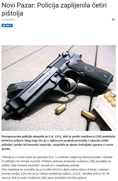Serbia-avmp/Novi-Pazar_-Policija-zaplijenila-cetiri-pistolja