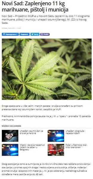 Serbia-avmp/Novi-Sad_-Zaplenjeno-11-kg-marihuane-pistolj-i-municija