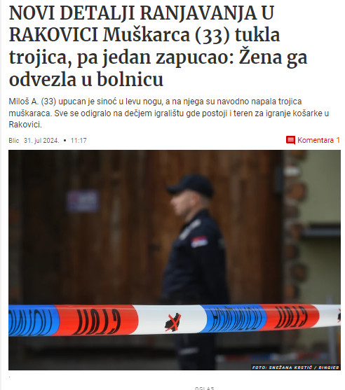 Serbia-avmp/Novi-detalji-pucnjave-u-Rakovici_-Muskarca-33-tukla-trojica-pa-jedan-zapucao--