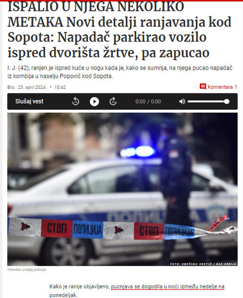 Serbia-avmp/Novi-detalji-ranjavanja-kod-Sopota_-Napadac-parkirao-vozilo-ispred-dvorista-zr