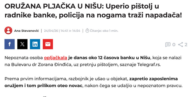 Serbia-avmp/ORUZANA-PLJACKA-U-NISU-Uperio-pistolj-u-radnike-banke-policija-na-nogama-trazi-napadaca