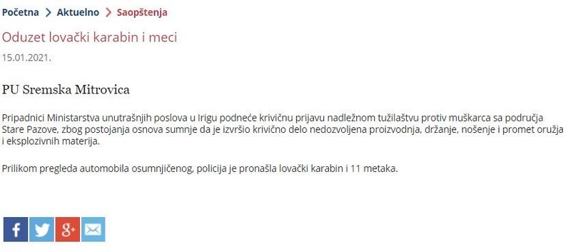 Serbia-avmp/Oduzet-lovacki-karabin-i-meci