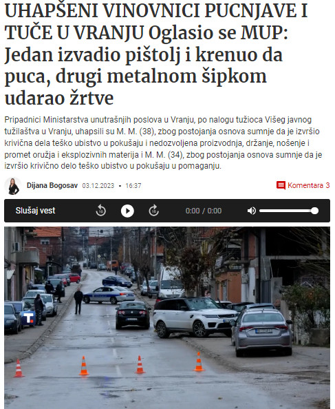 Serbia-avmp/Oglasio-se-MUP-o-pucnjavi-u-Vranju_-Uhapsena-dvojica-muskaraca