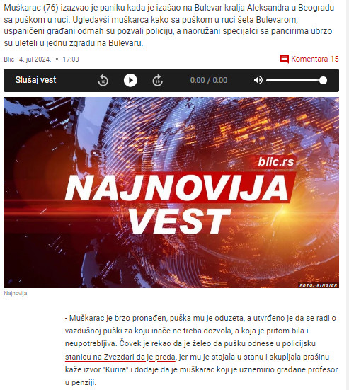 Serbia-avmp/Oglasio-se-muskarac-76-koji-je-sa-puskom-setao-Beogradom-Izasao-je-novi-zakon-