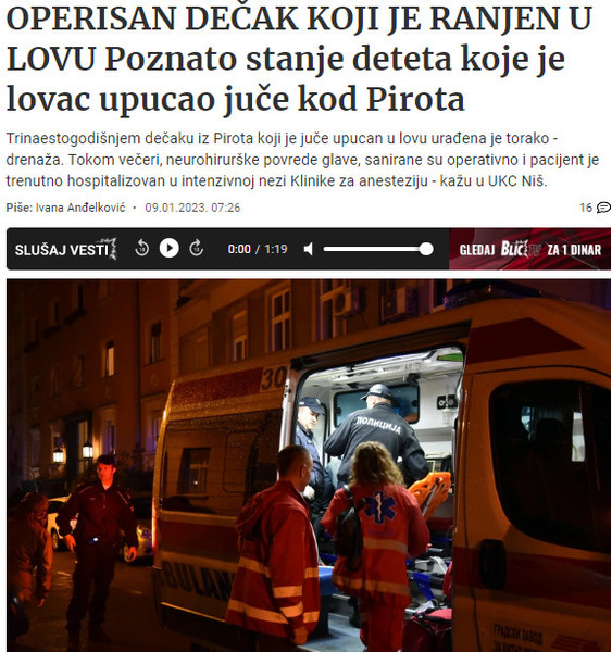 Serbia-avmp/Operisan-decak-koji-je-ranjen-u-lovu