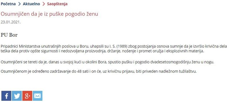 Serbia-avmp/Osumnjicen-da-je-iz-puske-pogodio-zenu