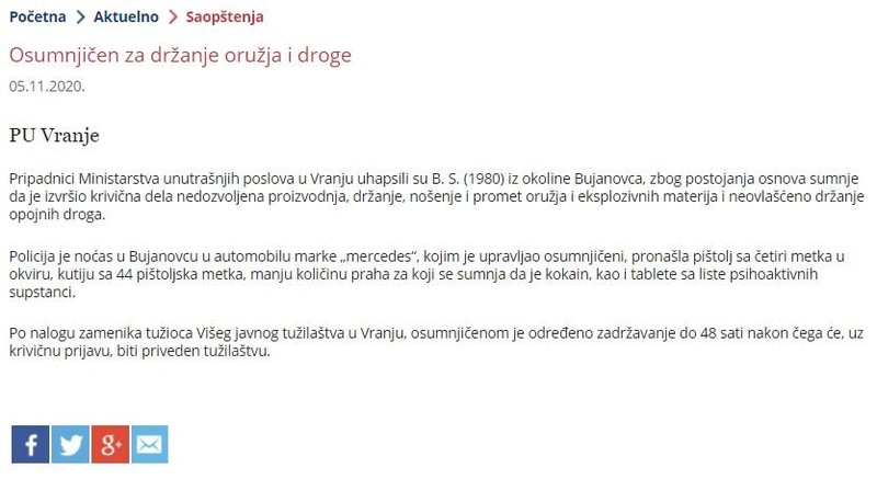 Serbia-avmp/Osumnjicen-za-drzanje-oruzja-i-droge