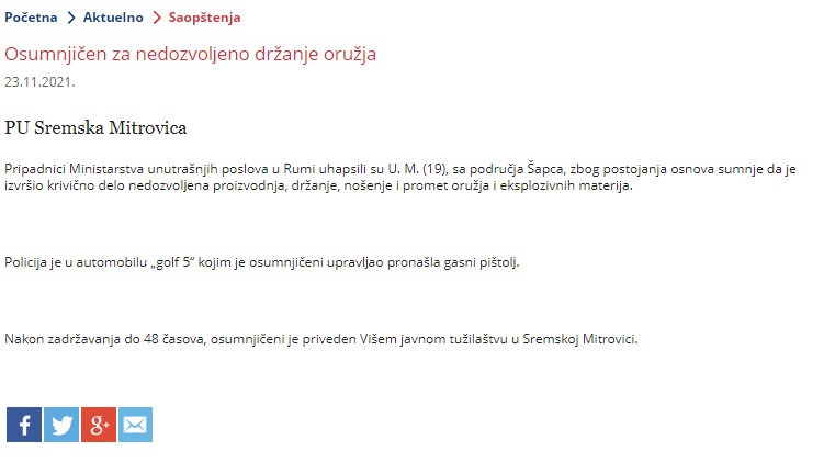 Serbia-avmp/Osumnjicen-za-nedozvoleno-drzanje-oruzja_1