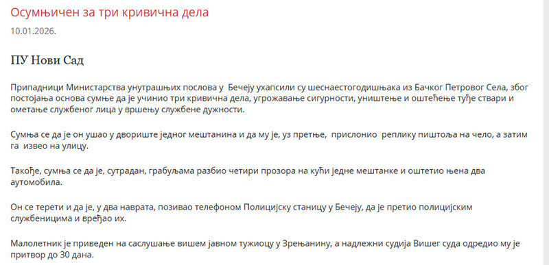 Serbia-avmp/Osumnjicen-za-tri-krivicna-dela_1