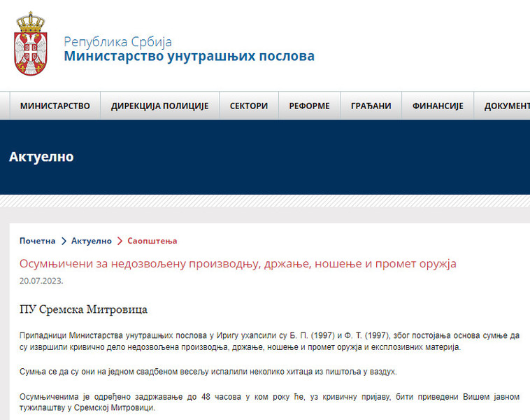 Serbia-avmp/Osumnjiceni-za-nedozvoljenu-proizvodnju-drzanje-nosenje-i-promet-oruzja