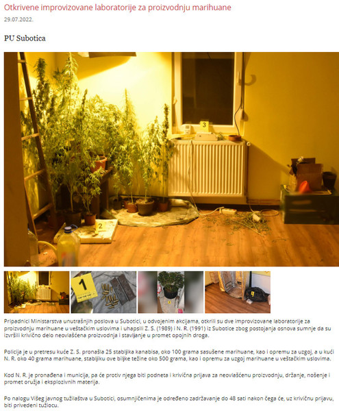 Serbia-avmp/Otkrivene-improvizovane-laboratorije-za-proizvodnju-marihuane