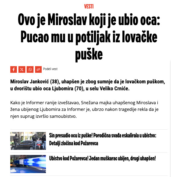 Serbia-avmp/Ovo-je-Miroslav-koji-je-ubio-oca_-Pucao-mu-u-potiljak-iz-lovacke-puske---Infor
