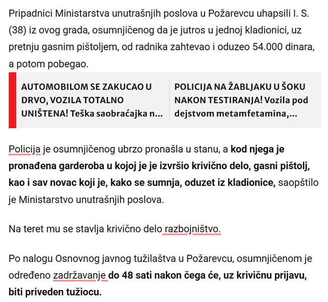 Serbia-avmp/PRETIO-GASNIM-PISTOLJEM-I-ODNEO-54.000-Uhapsen-pljackas-u-Pozarevcu-Evo-kako-ga-je-policija-uhvatila_1