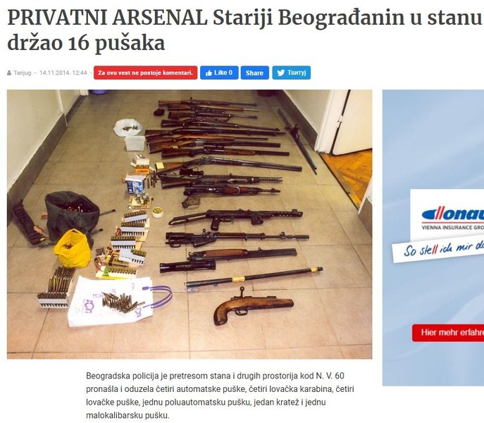 Serbia-avmp/PRIVATNI-ARSENAL-Stariji-Beogradanin-u-stanu-drzao-16-pusaka