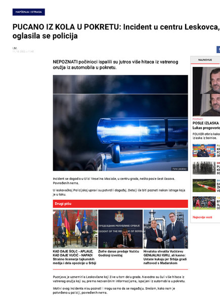 Serbia-avmp/PUCANO-IZ-KOLA-U-POKRETU_-Incident-u-centru-Leskovca-oglasila-se-policija