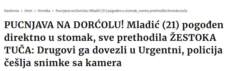 Serbia-avmp/PUCNJAVA-NA-DORCOLU-Mladic-21-pogoden-direktno-u-stomak-sve-prethodila-ZESTOKA-TUCA-Drugovi-ga-dovezli-u-Urgentni-policija-ceslja-snimke-sa-kamera