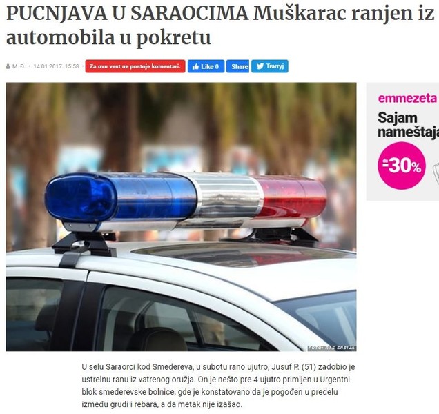 Serbia-avmp/PUCNJAVA-U-SARAOCIMA-Muskarac-ranjen-iz-automobila-u-pokretu