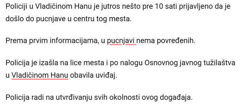 Serbia-avmp/PUCNJAVA-U-VLADICINOM-HANU-Policija-odmah-izasla-na-lice-mesta_1